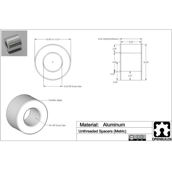 Intercalaires en aluminium - 6mm Intercalaires en aluminium - 6mm