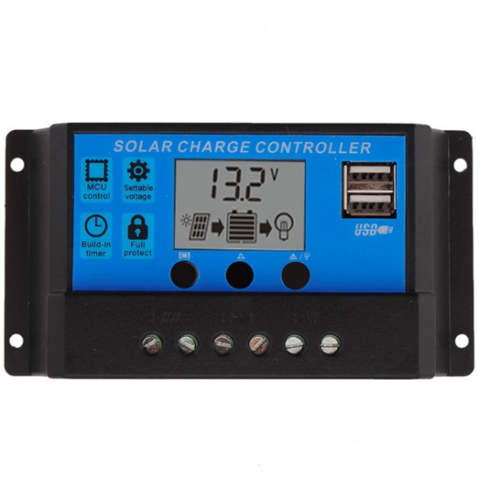 Contrôleur de charge de  panneau solaire  PWM 20A double USB 12V 24V