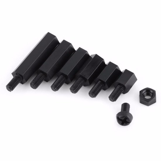 3 Nylon Noir M-F Entretoises Hexagonales Vis Kit D'assortiment D'écrou 250pcs 3 Nylon Noir M-F Entretoises Hexagonales Vis Kit D'assortiment D'écrou 250pcs