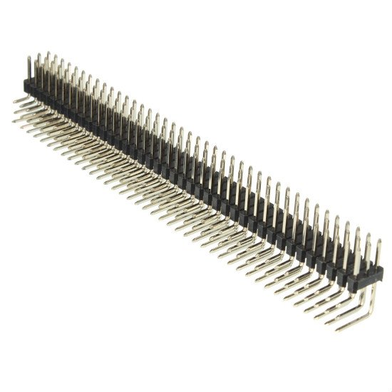 Barrette coude droit à 2 rangs de 40 broches, pas de 2.54mm Barrette coude droit à 2 rangs de 40 broches, pas de 2.54mm