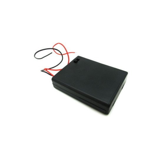 Support pour 4 piles AAA avec button et fils Support pour 4 piles AAA avec button et fils